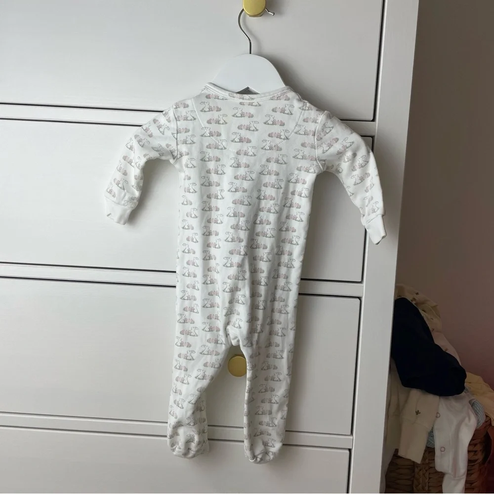 Lila and Hayes Bunny Print Footie 0-3 Months